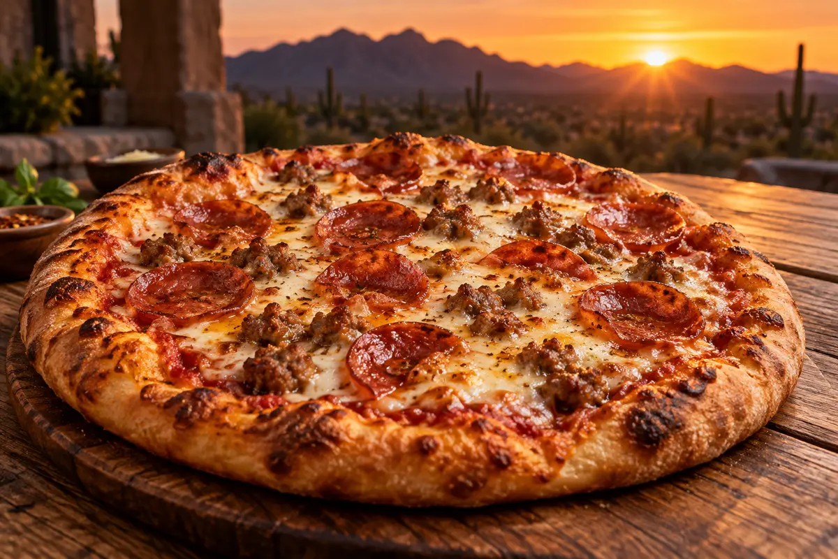 Pepperoni and sausage pizza
